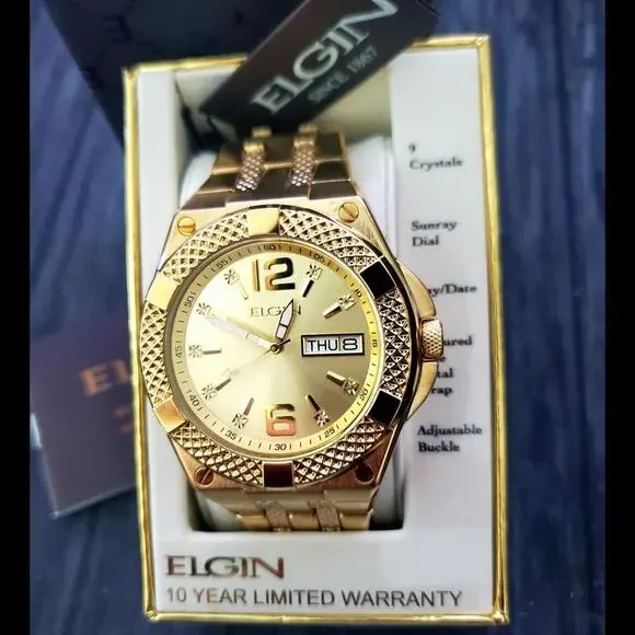 Rare Elgin Lord Diamond Style Dial Dress Watch W Box Papers